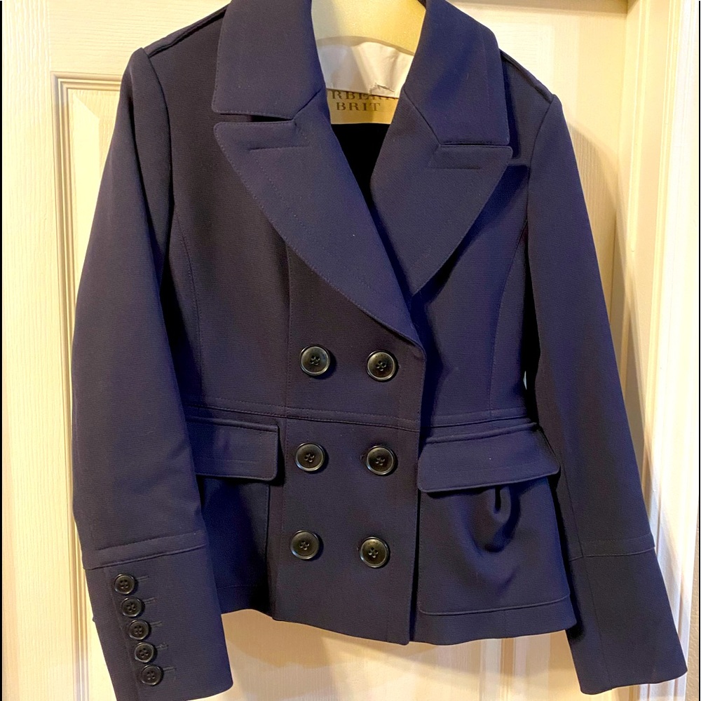 Burberry navy blue pea coat